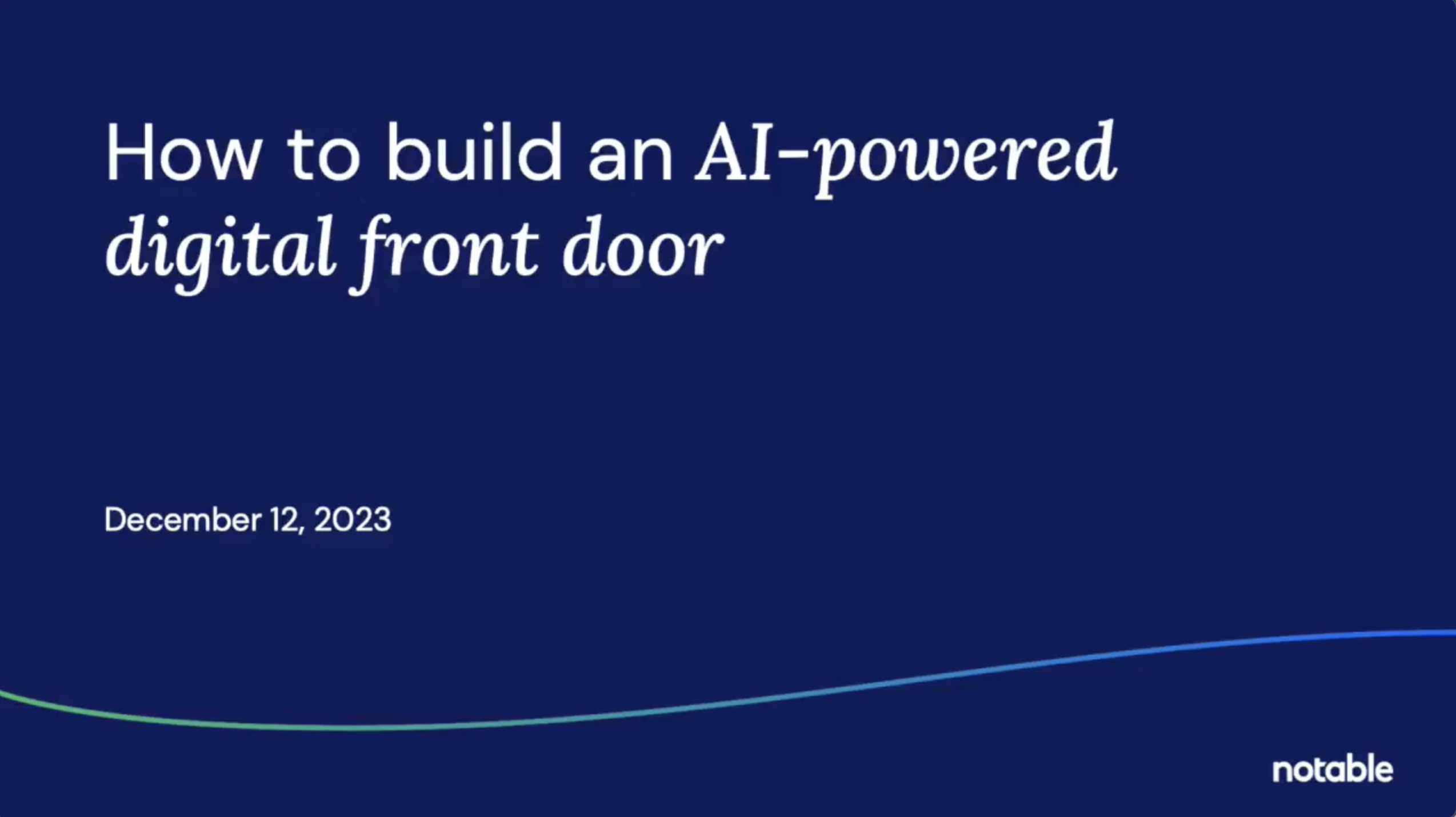 How To Build An AI powered Digital Front Door